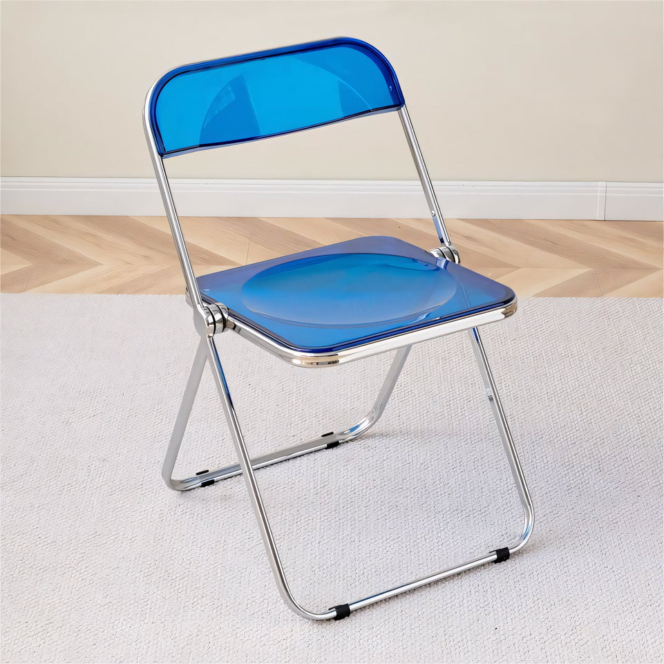 (In Stock) Metal + Acrylic Folding Chair Set with Industrial Style Stainless Steel Table and Chairs CZYZ-2010 Ideal for cafes and similar settings
