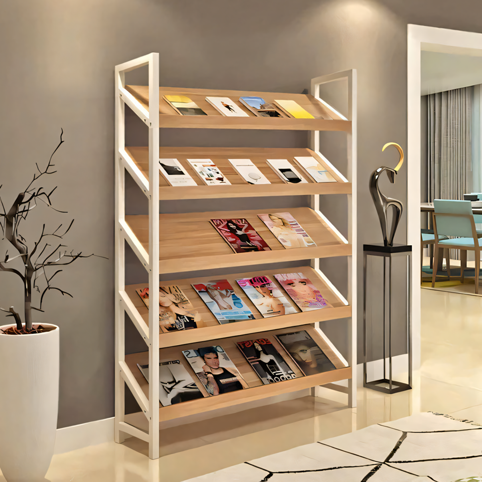 Wooden Freestanding Magazine Rack ZZJ-008