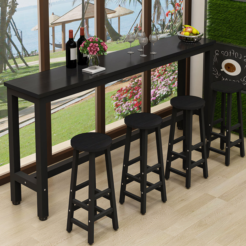 (In Stock) Wooden-Top Steel Frame Multifunctional Bar Table Ideal for Coffee Shops, Pubs, and Convenience Stores BTZ-001