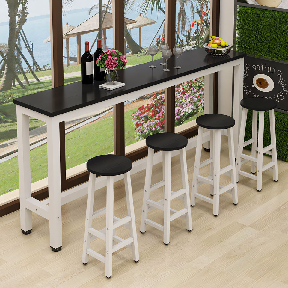 (In Stock) Wooden-Top Steel Frame Multifunctional Bar Table Ideal for Coffee Shops, Pubs, and Convenience Stores BTZ-001