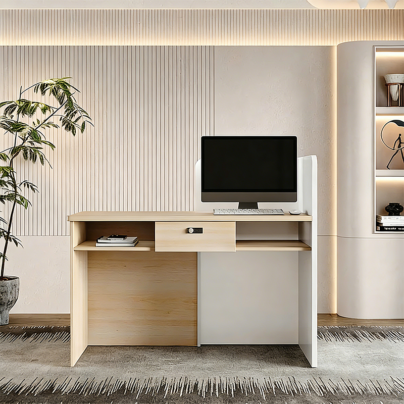 Elegant Reception Desk with Cable Management and Secure Storage for Offices MBS-JDT-3002