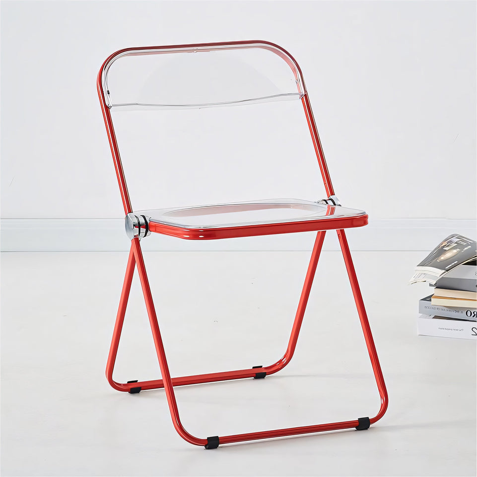 (In Stock) Metal + Acrylic Folding Chair Set with Industrial Style Stainless Steel Table and Chairs CZYZ-2010 Ideal for cafes and similar settings