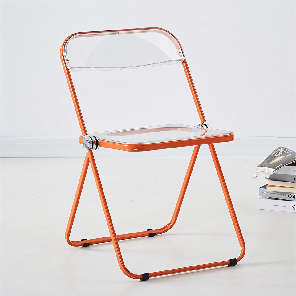 (In Stock) Metal + Acrylic Folding Chair Set with Industrial Style Stainless Steel Table and Chairs CZYZ-2010 Ideal for cafes and similar settings