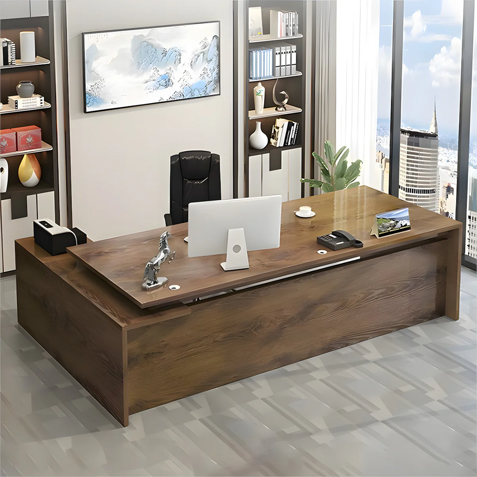 Modern Solid Wood Executive Desk with Storage Cabinet LBZ-081