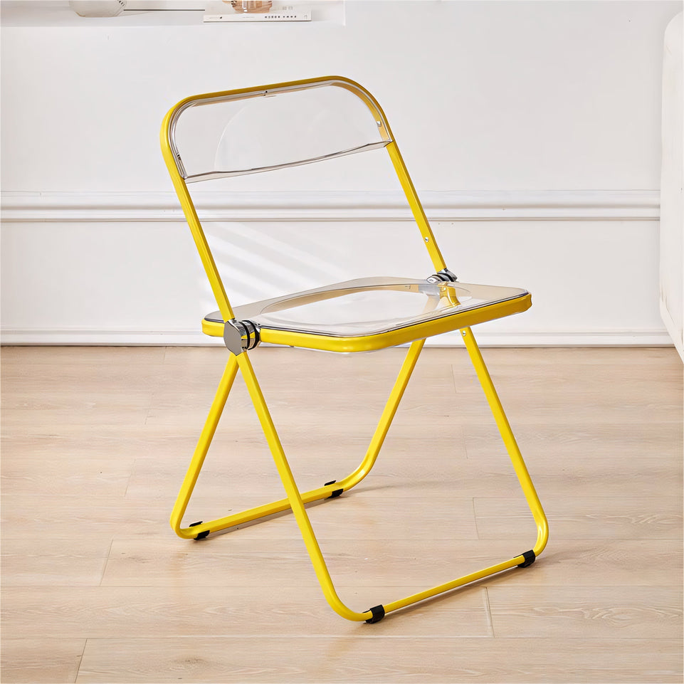 (In Stock) Metal + Acrylic Folding Chair Set with Industrial Style Stainless Steel Table and Chairs CZYZ-2010 Ideal for cafes and similar settings