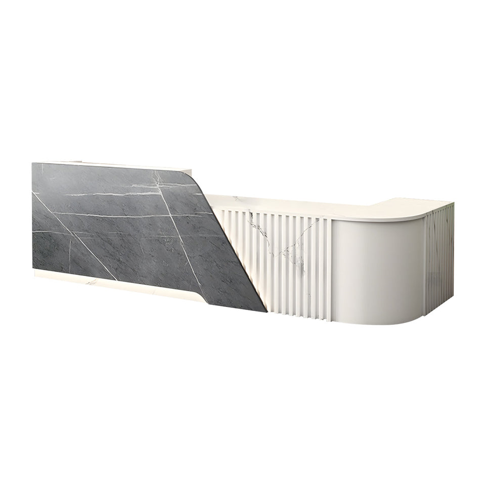 Modern L-Shaped Reception Desk with Storage Cabinet for Office Reception Area JDT-2248