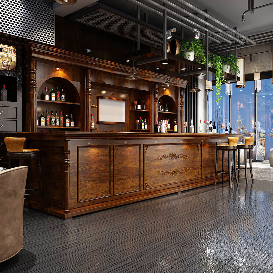 European Vintage Coffee Shop Bar Reception Desk JDT-2025 (Without Wine Cabinet)