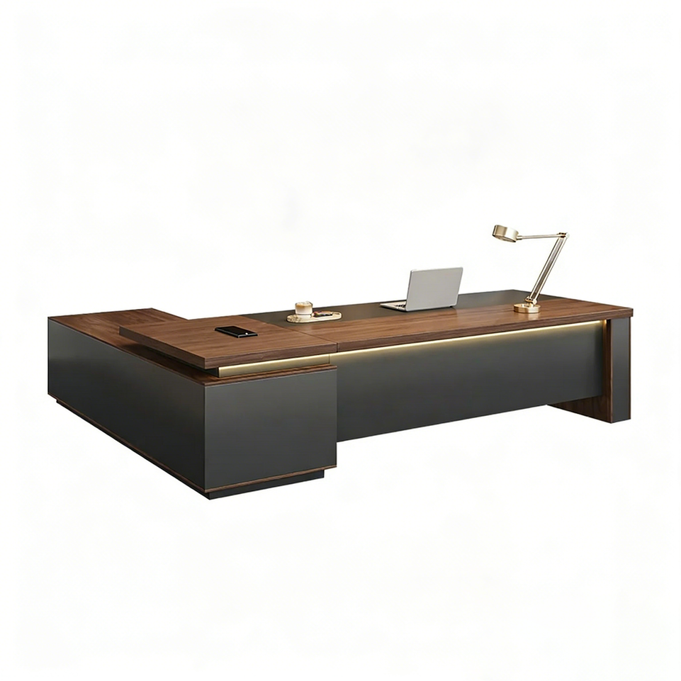 Modern High-End Executive Desk with Thick Desktop and Spacious Under-Desk Clearance LBZ-2143N