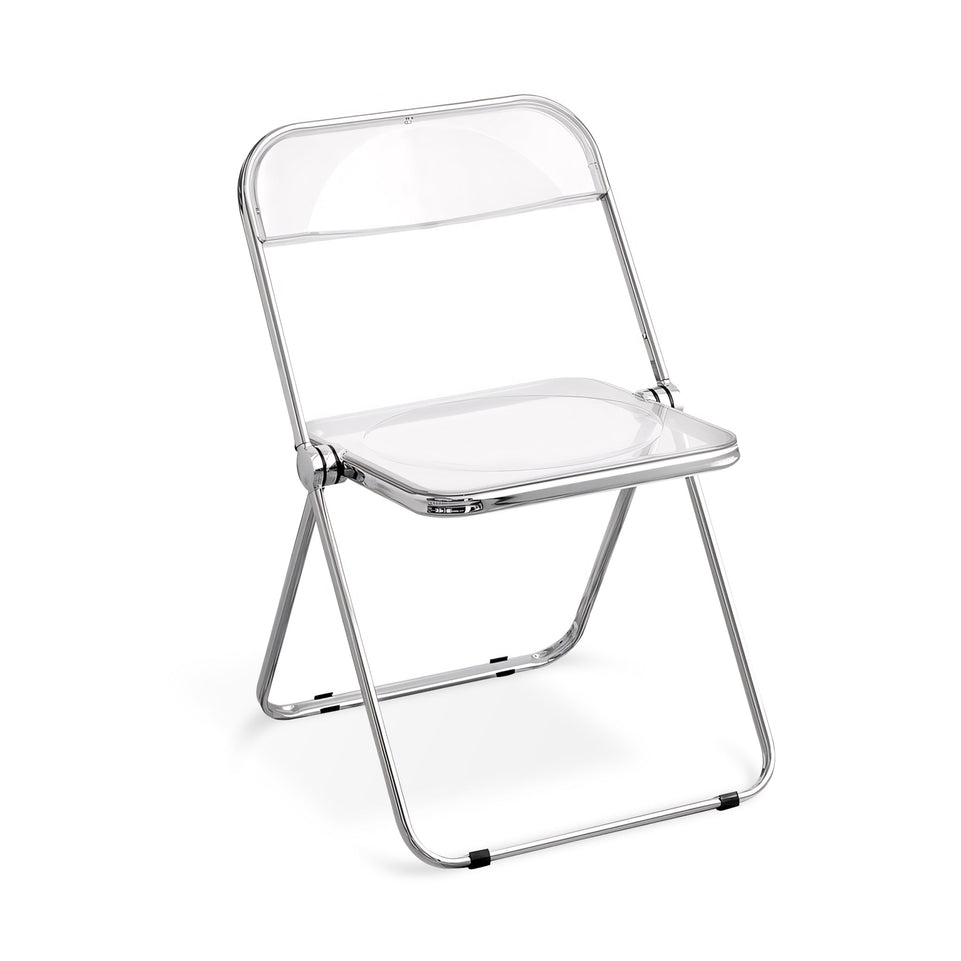(In Stock) Metal + Acrylic Folding Chair Set with Industrial Style Stainless Steel Table and Chairs CZYZ-2010 Ideal for cafes and similar settings