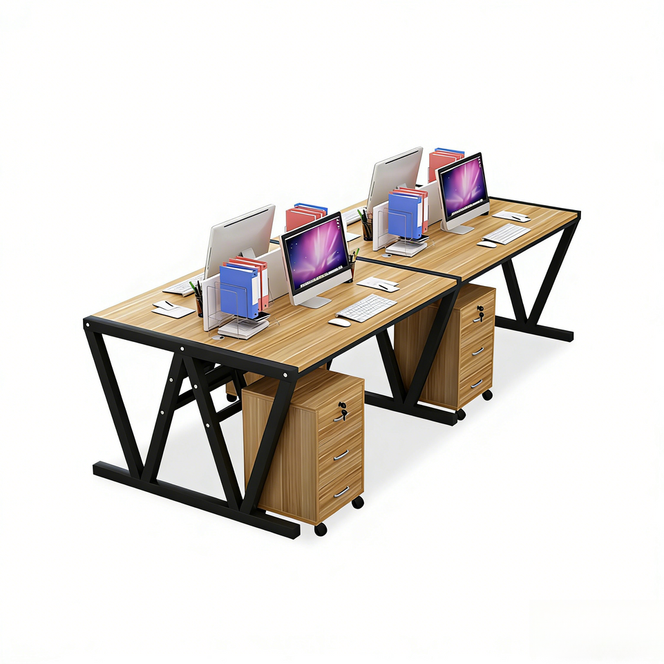 Simple Modern Desk and Chair Set with W Shaped Thickened Legs and Screen Partition YGZ-739