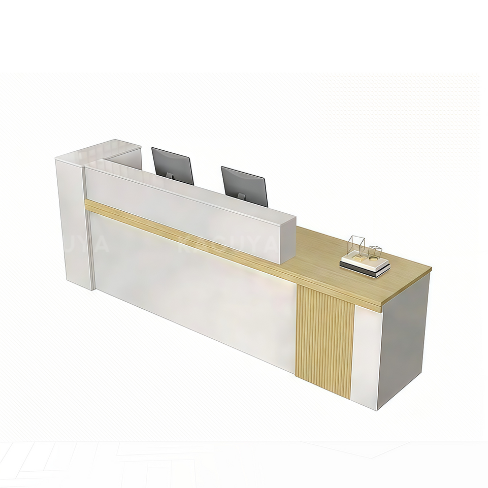 Sleek Reception Desk with LED Strip Lockable Drawers and Cable Grommets JDT-2217