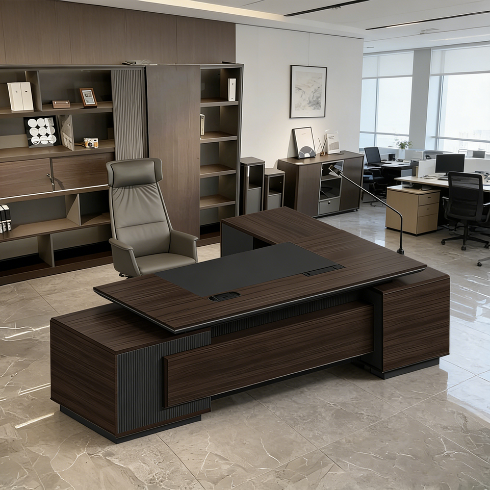 Modern Executive Desk With Side Cabinet And Power Outlet LBZ-10186
