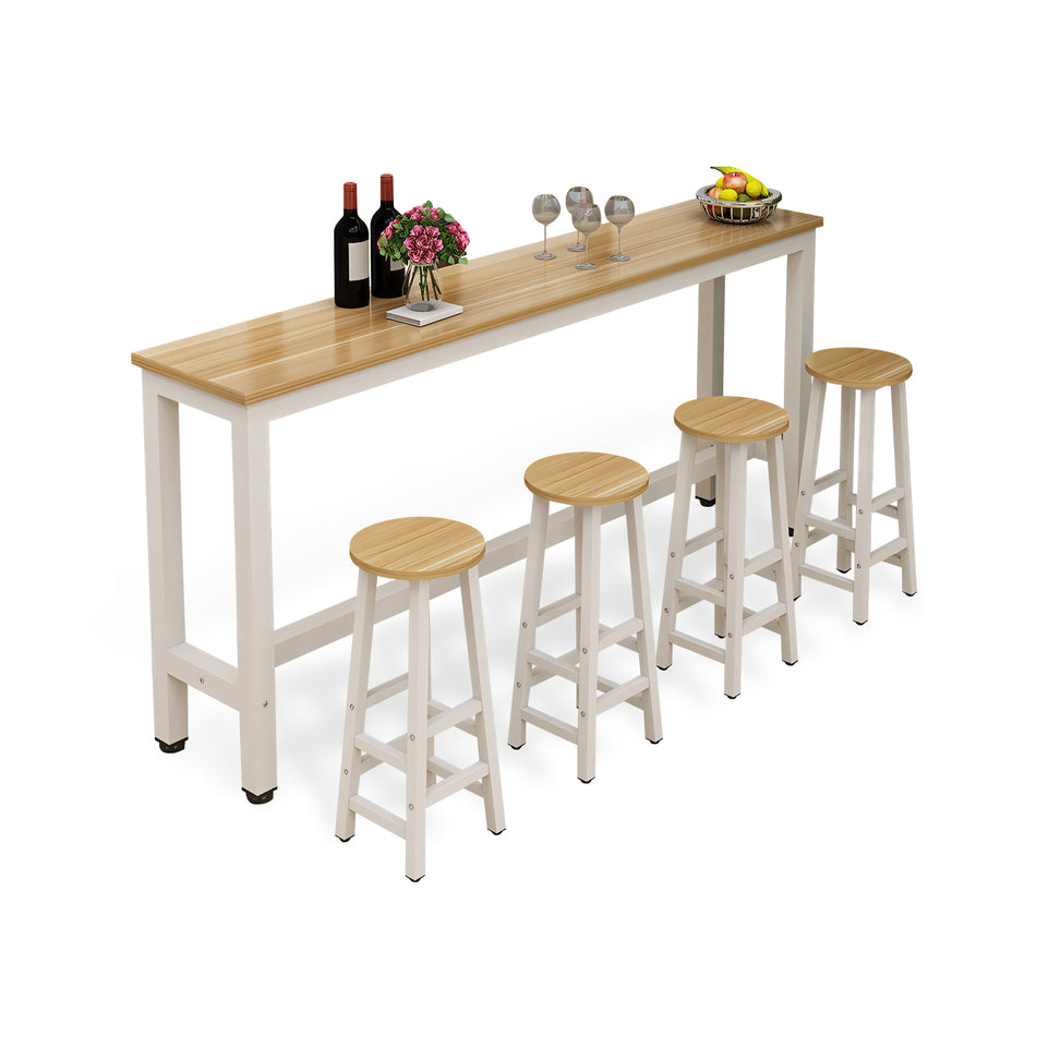 (In Stock) Wooden-Top Steel Frame Multifunctional Bar Table Ideal for Coffee Shops, Pubs, and Convenience Stores BTZ-001