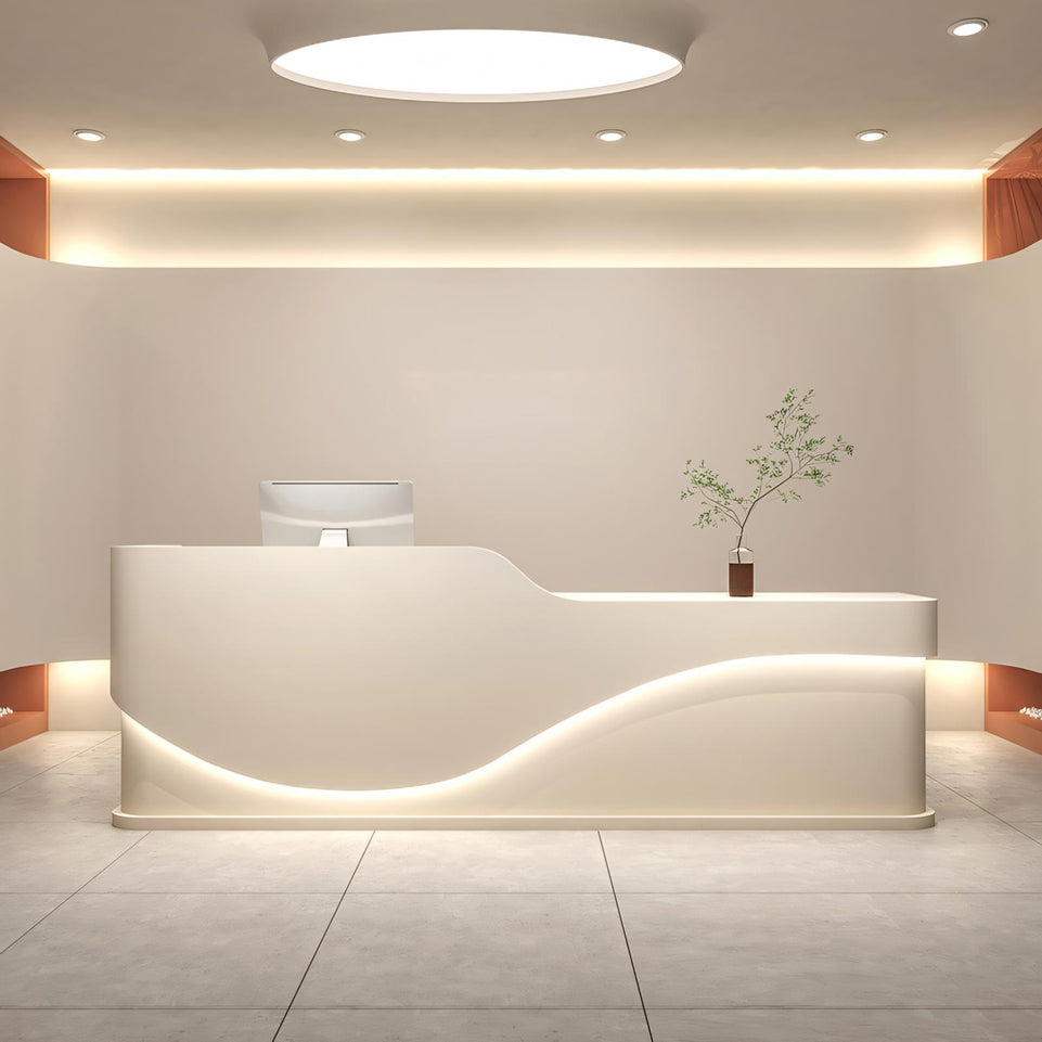 Creamy Style Minimalist Lacquered Salon Store Reception Desk JDT-1044