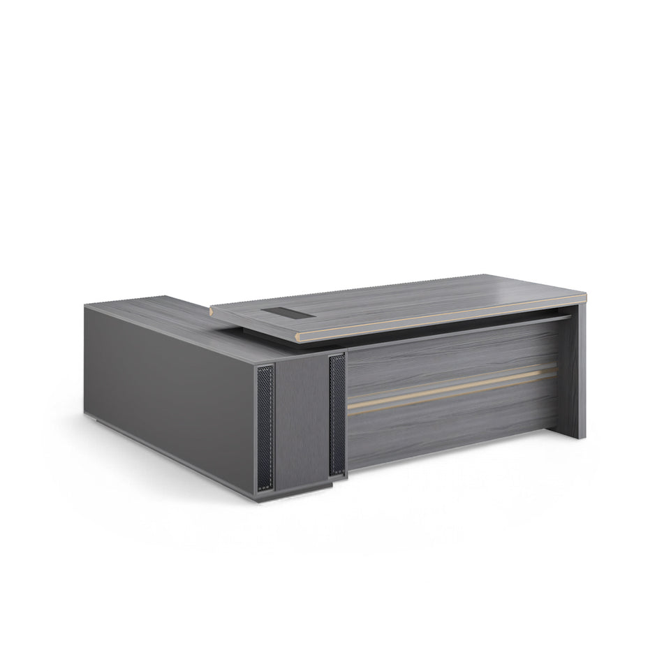 Upscale Gray Executive Desk with Large Side Cabinet LBZ-2059