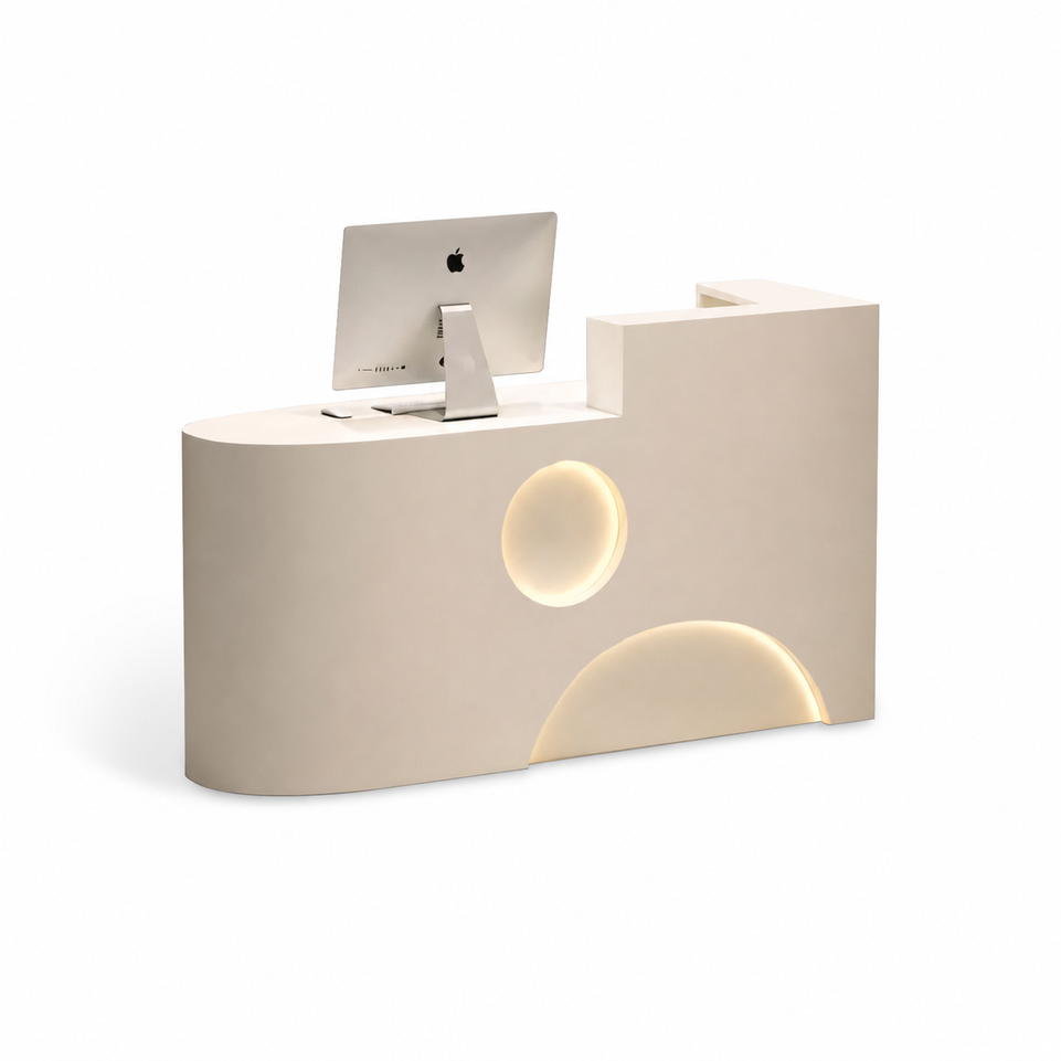 Minimalist Aesthetic Design Fully Assembled Small Reception Desk with LED Lights