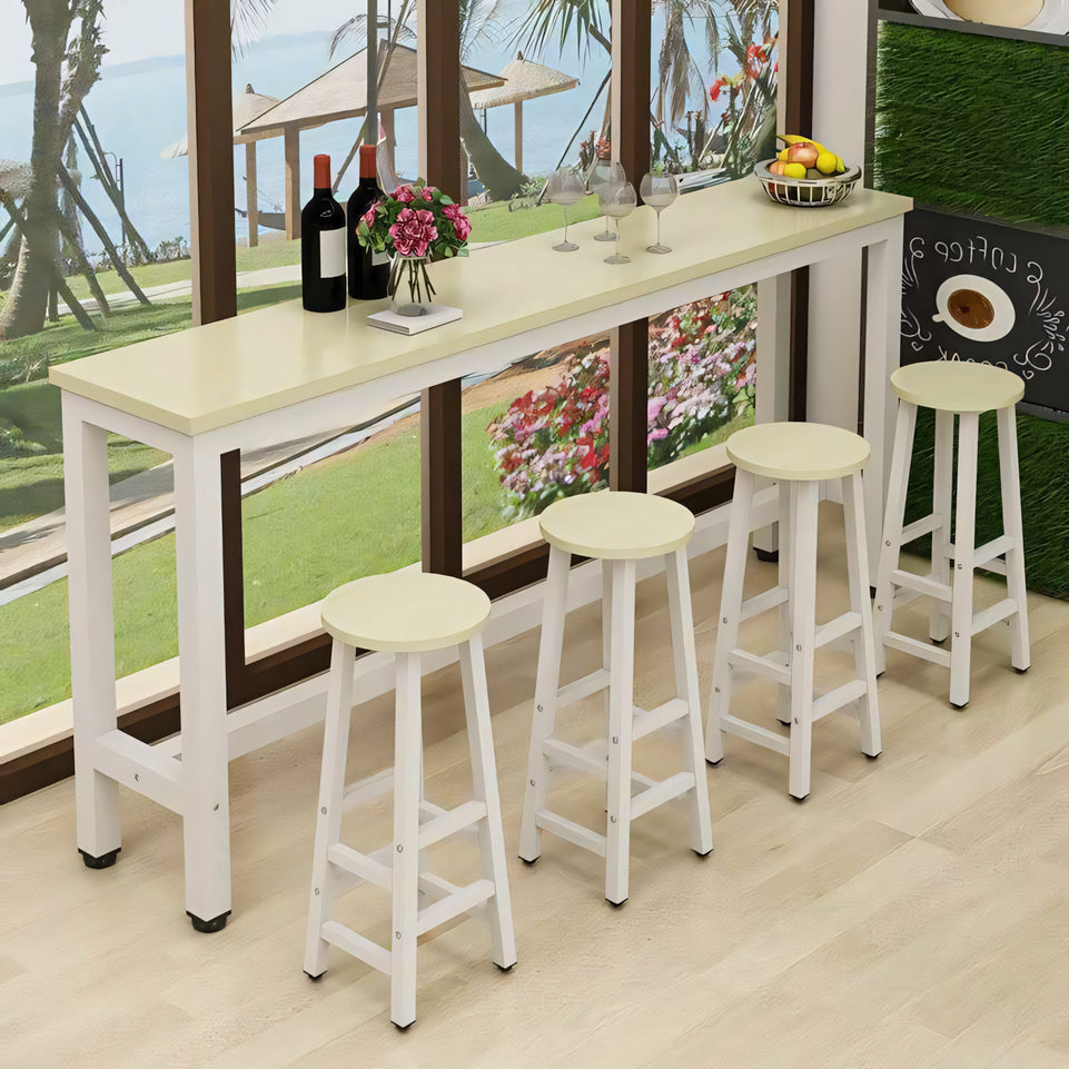 (In Stock) Wooden-Top Steel Frame Multifunctional Bar Table Ideal for Coffee Shops, Pubs, and Convenience Stores BTZ-001