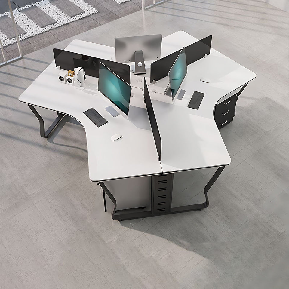 (In Stock)Wooden-Top Metal-Leg Multi-Person Collaborative Desk BGZ-015 Ideal for Small Offices and Multi-Person Workstations