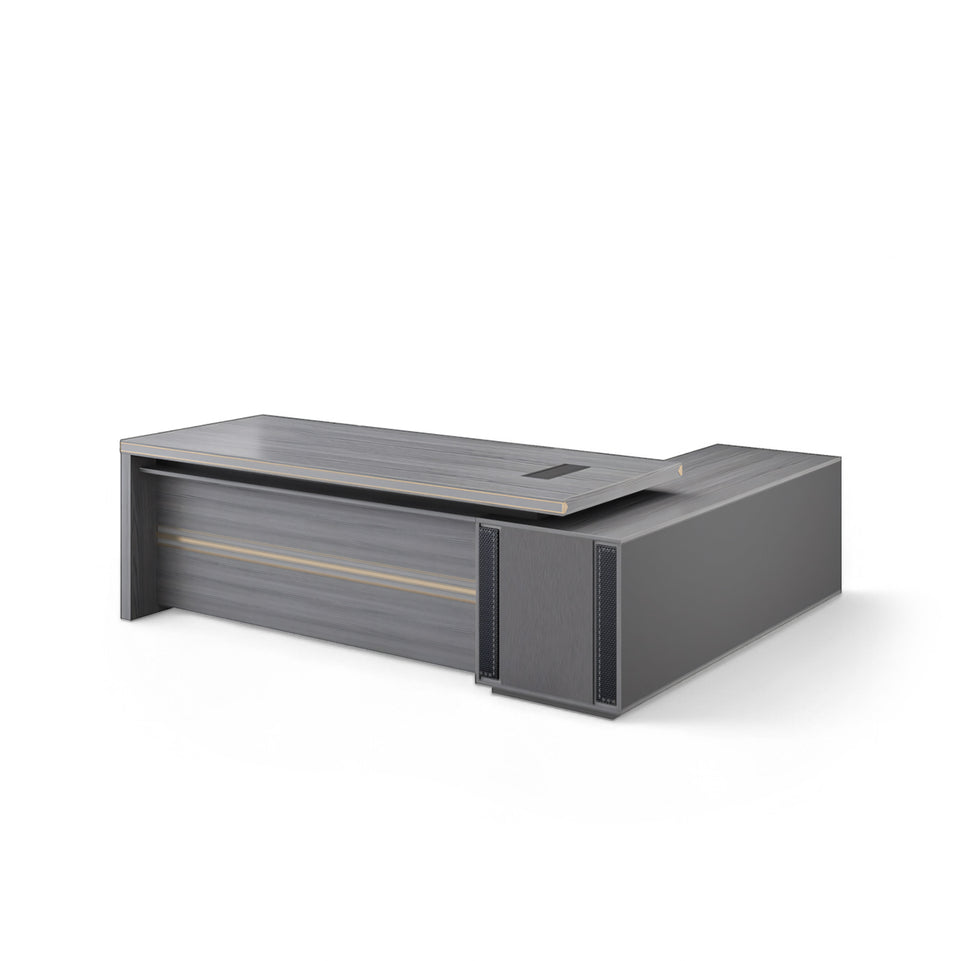 Upscale Gray Executive Desk with Large Side Cabinet LBZ-2059