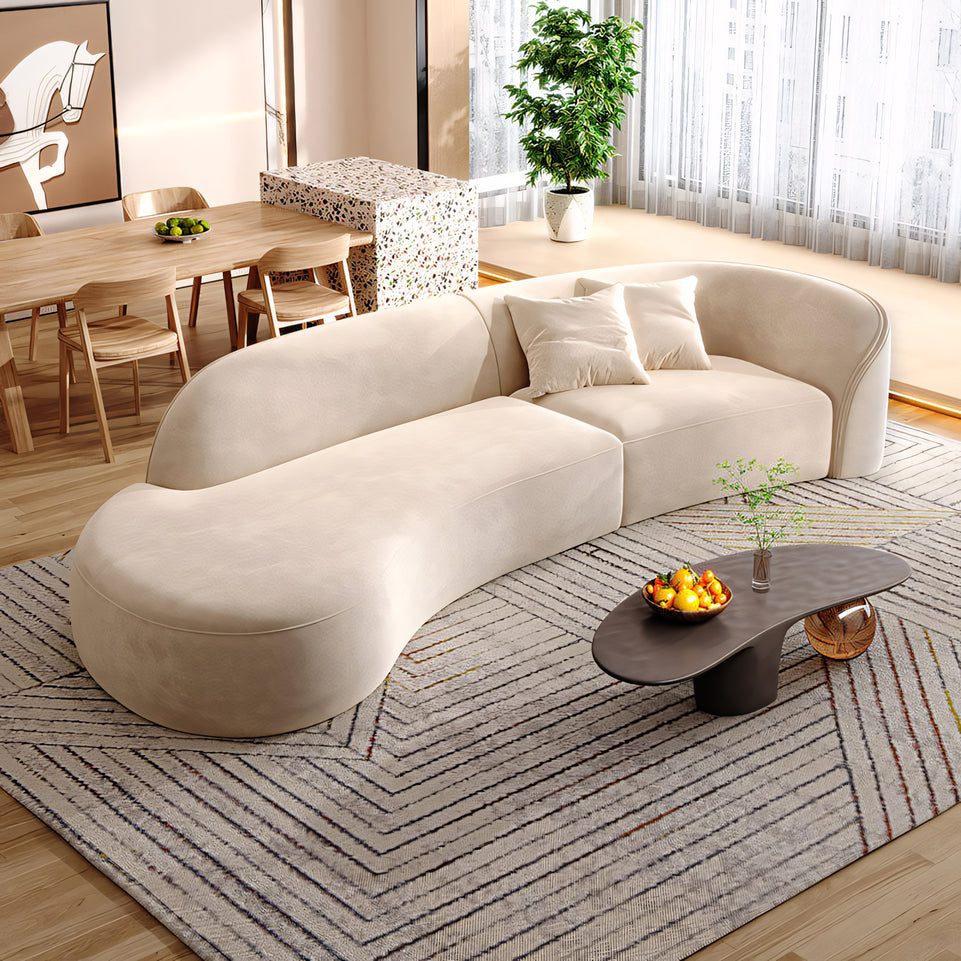 Curved Fabric Sofa Simple Living Room No-Wash Technology Fabric Sofa BSF-035