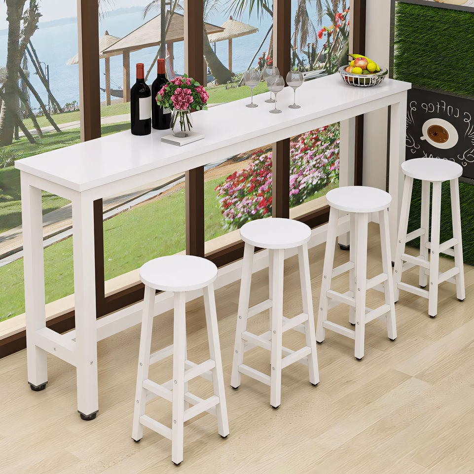 (In Stock) Wooden-Top Steel Frame Multifunctional Bar Table Ideal for Coffee Shops, Pubs, and Convenience Stores BTZ-001