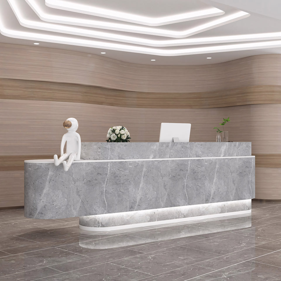 Shaped Large Storage Space Beauty Salon Yoga Studio Curved Reception Desk JDT-2170
