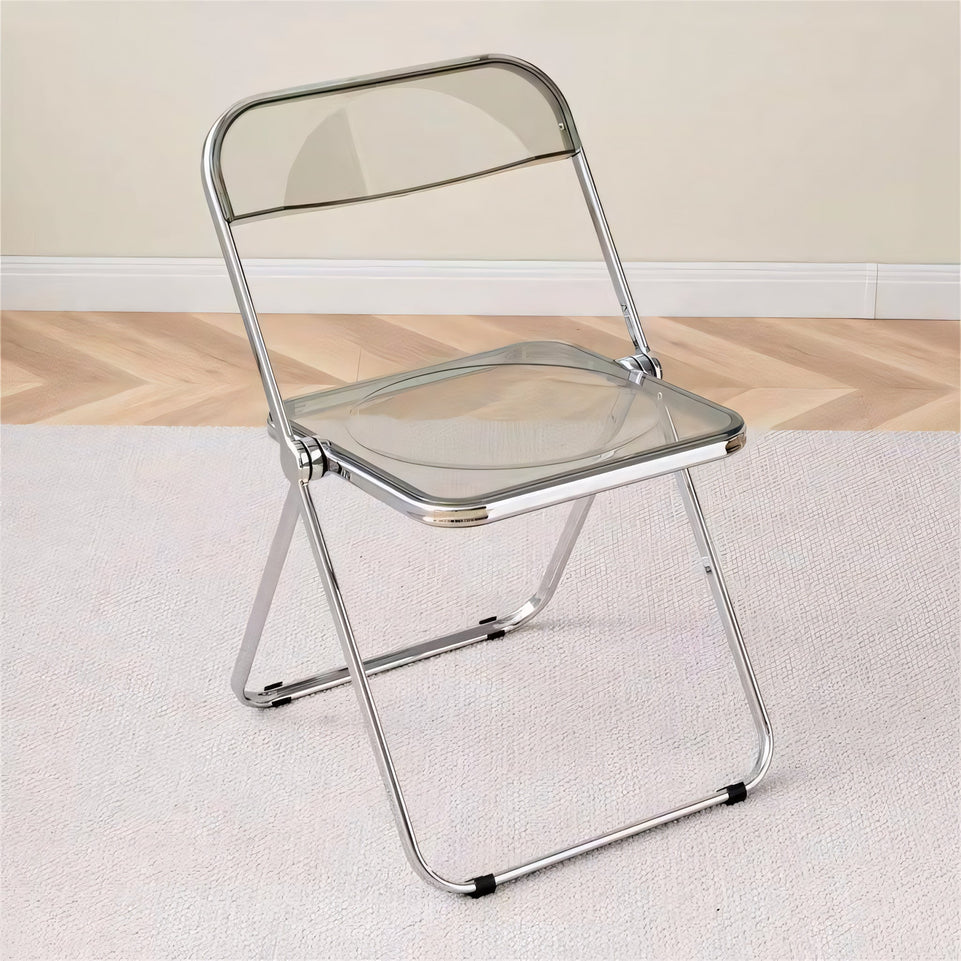 (In Stock) Metal + Acrylic Folding Chair Set with Industrial Style Stainless Steel Table and Chairs CZYZ-2010 Ideal for cafes and similar settings