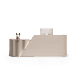 Arc L-Shaped Reception Desk with Baked Paint and LED Strip