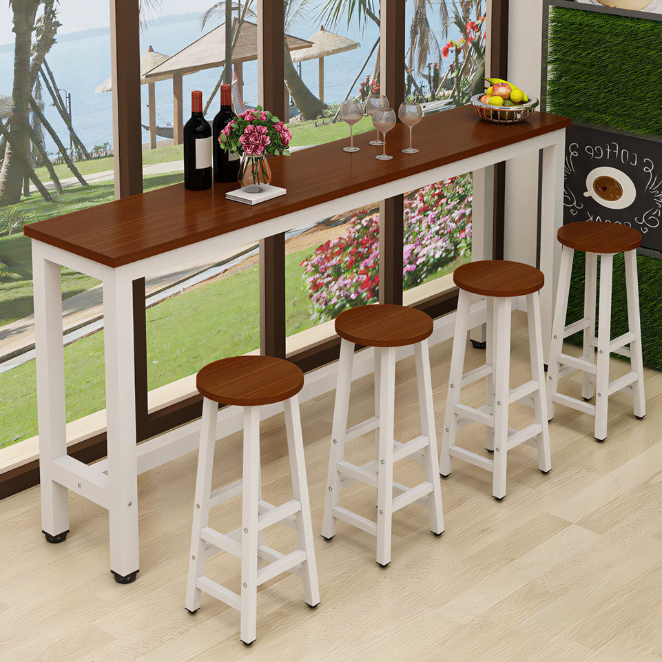 (In Stock) Wooden-Top Steel Frame Multifunctional Bar Table Ideal for Coffee Shops, Pubs, and Convenience Stores BTZ-001