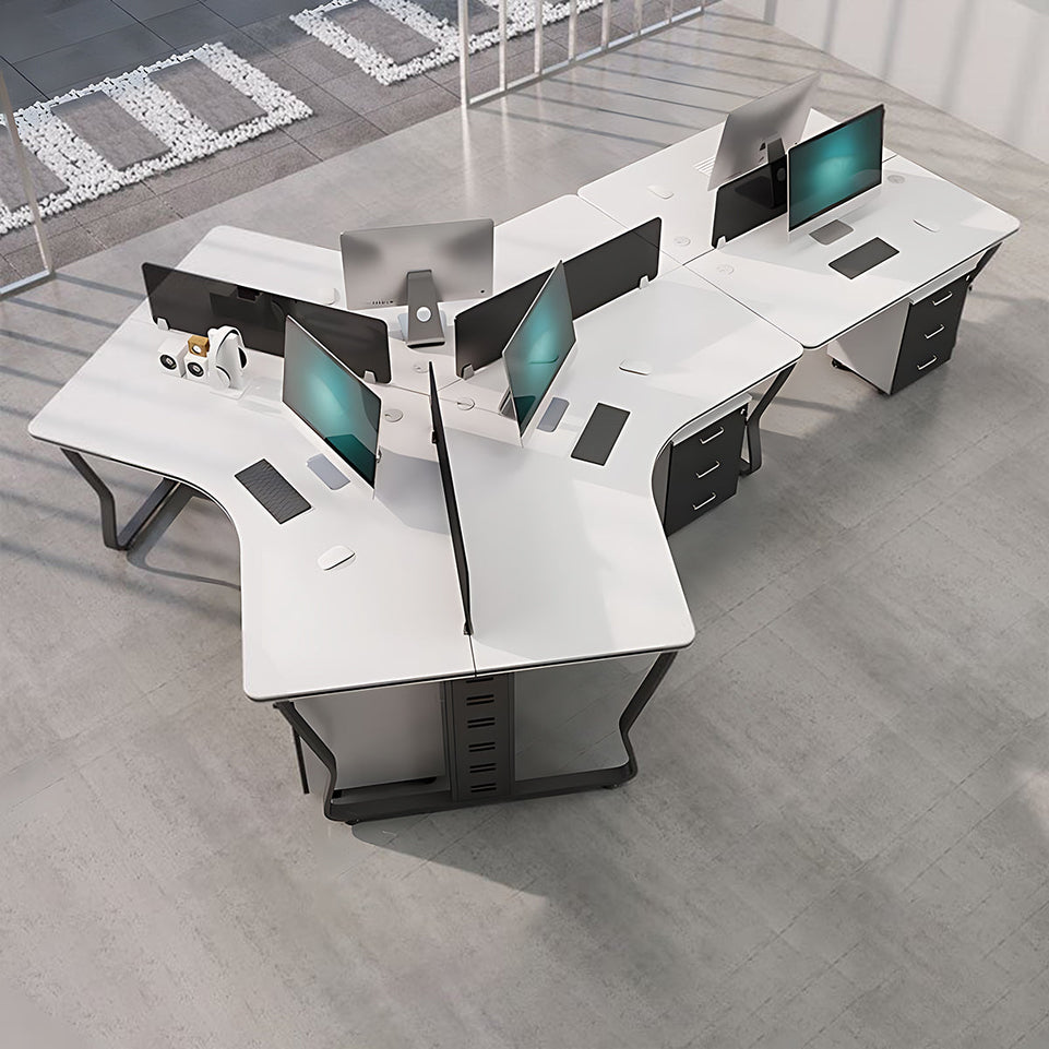(In Stock)Wooden-Top Metal-Leg Multi-Person Collaborative Desk BGZ-015 Ideal for Small Offices and Multi-Person Workstations