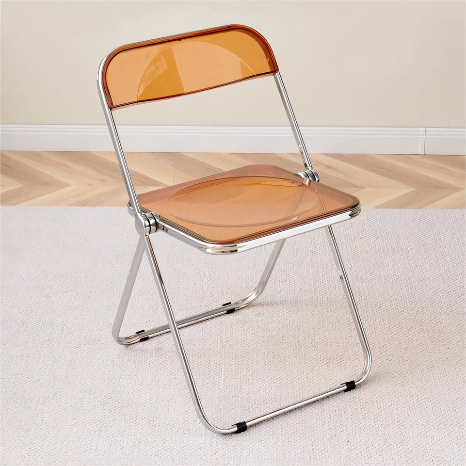 (In Stock) Metal + Acrylic Folding Chair Set with Industrial Style Stainless Steel Table and Chairs CZYZ-2010 Ideal for cafes and similar settings