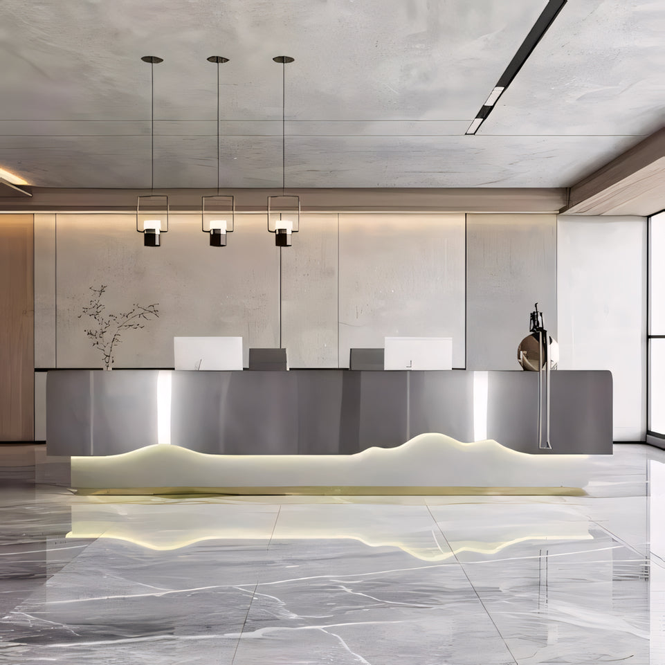 Rectangular Stainless Steel Reception Desk with Wave Shape JDT-2164