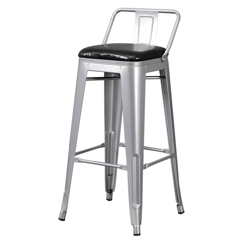 Modern Metal and Wood Bar Stool with Backrest Commercial Use BTZ-006