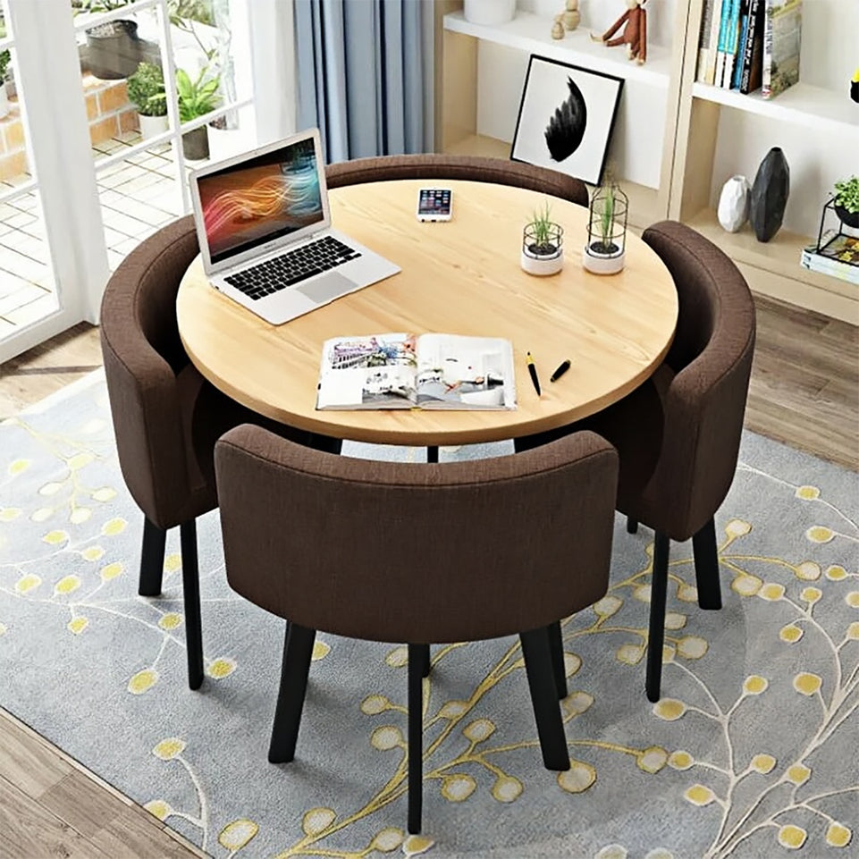 Minimalist Reception Round Table with 4 Chairs Set For Office & Cafe JDZH-2078