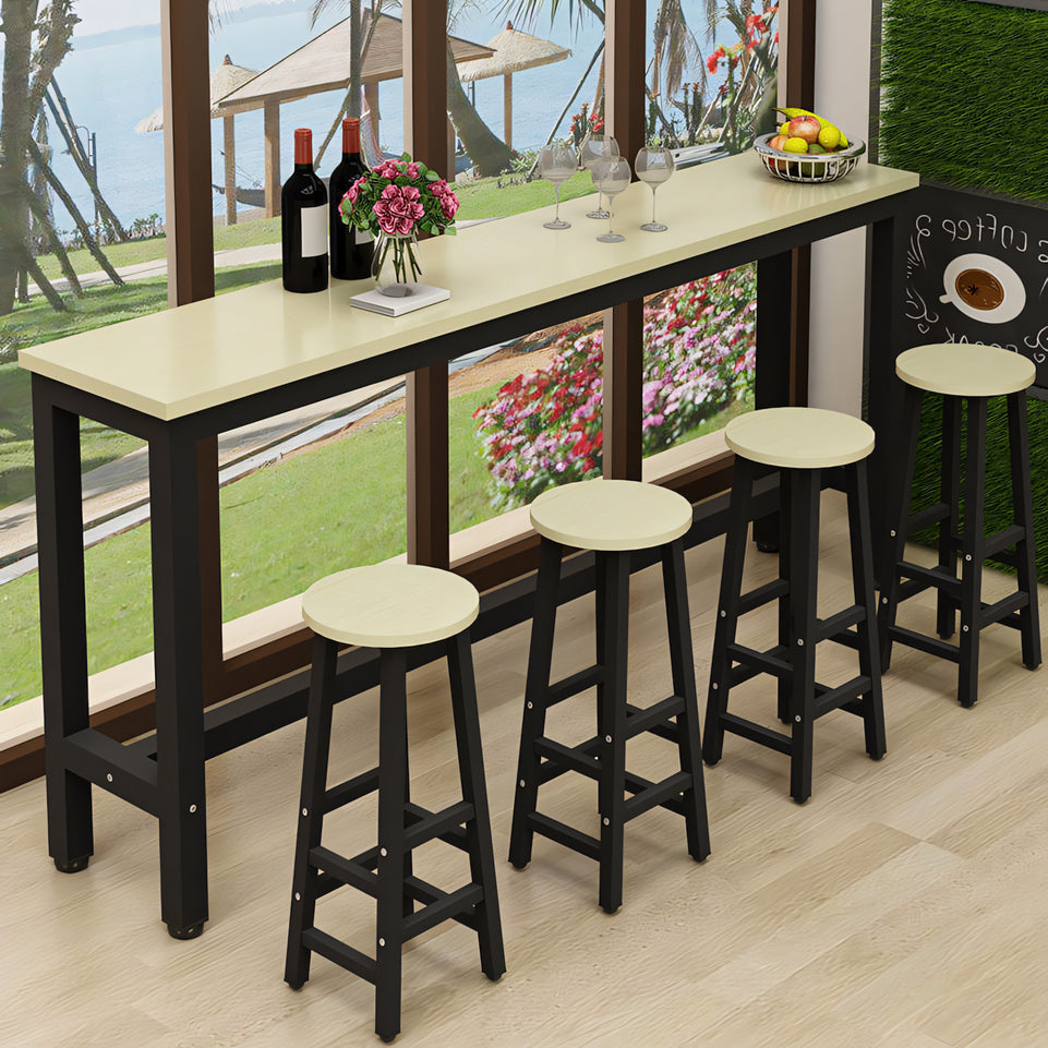 (In Stock) Wooden-Top Steel Frame Multifunctional Bar Table Ideal for Coffee Shops, Pubs, and Convenience Stores BTZ-001