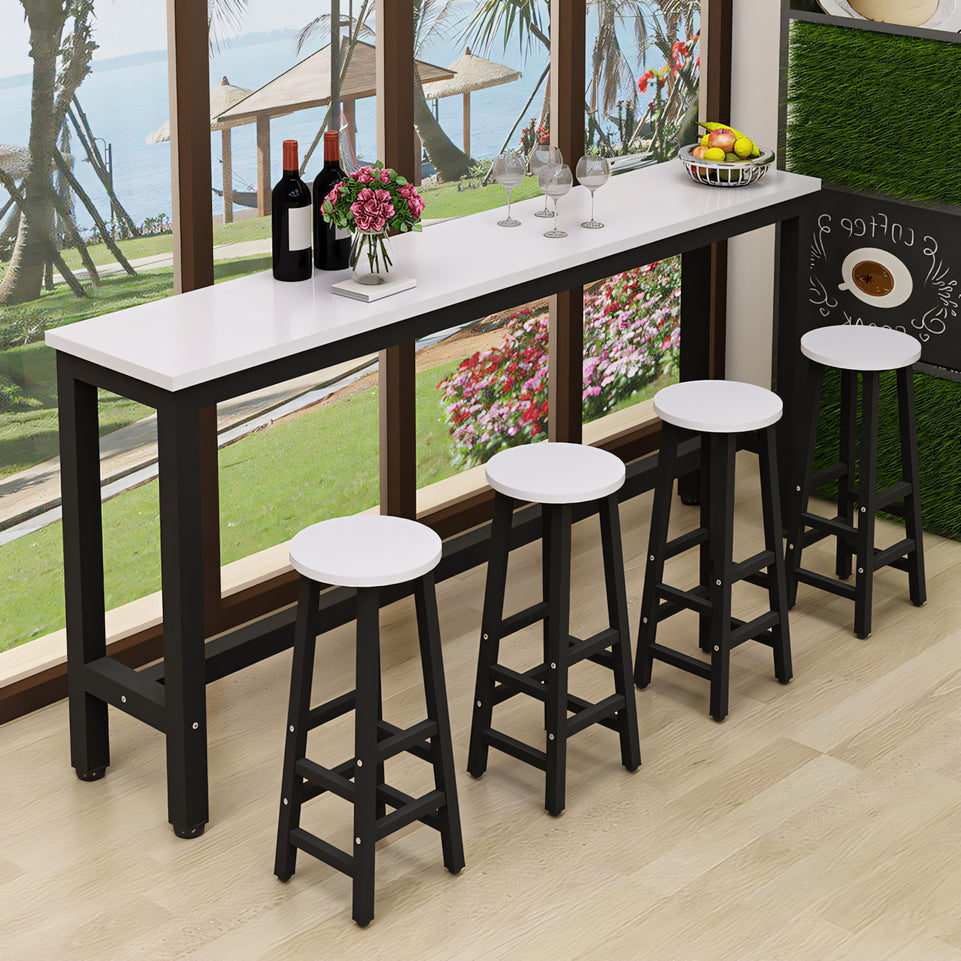 (In Stock) Wooden-Top Steel Frame Multifunctional Bar Table Ideal for Coffee Shops, Pubs, and Convenience Stores BTZ-001
