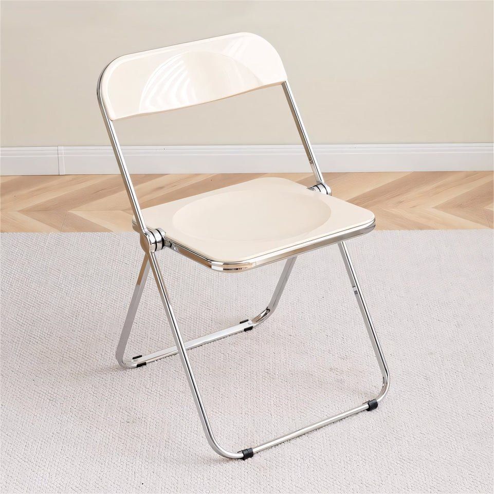 (In Stock) Metal + Acrylic Folding Chair Set with Industrial Style Stainless Steel Table and Chairs CZYZ-2010 Ideal for cafes and similar settings