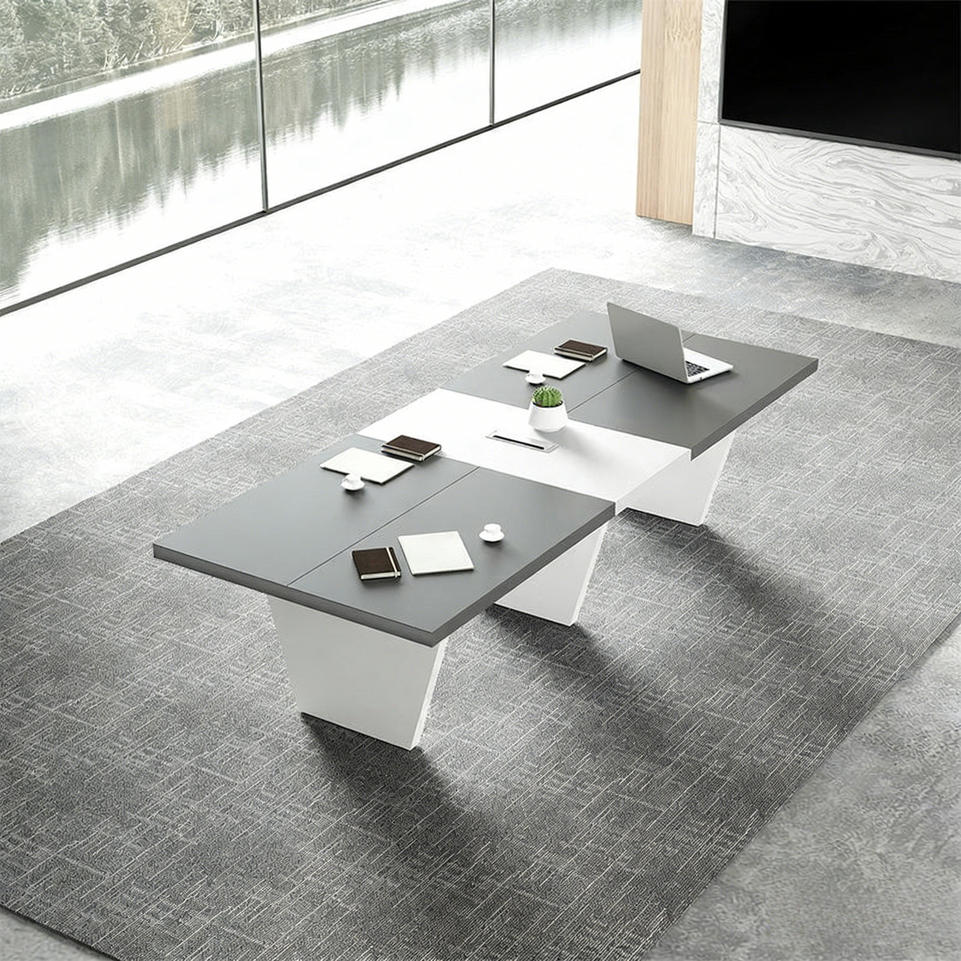 Modern Two-Tone Rectangular Conference Table with Architectural Legs MBS-HYZ-3002