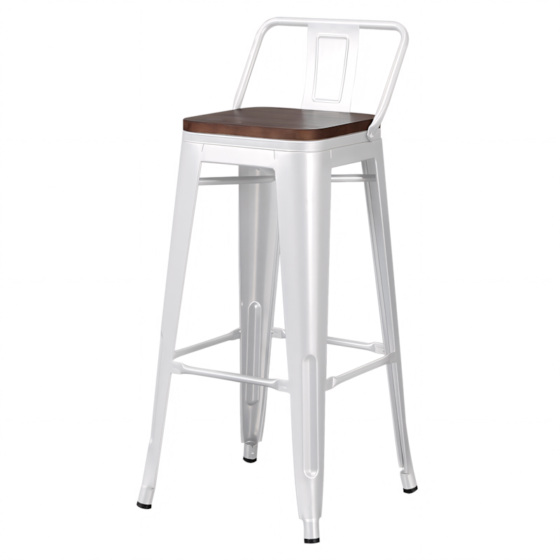 Modern Metal and Wood Bar Stool with Backrest Commercial Use BTZ-006