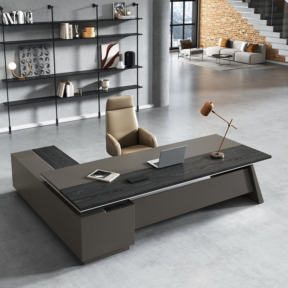 Modern L-Shaped Black Office Executive Desk for Managers LBZ-2189