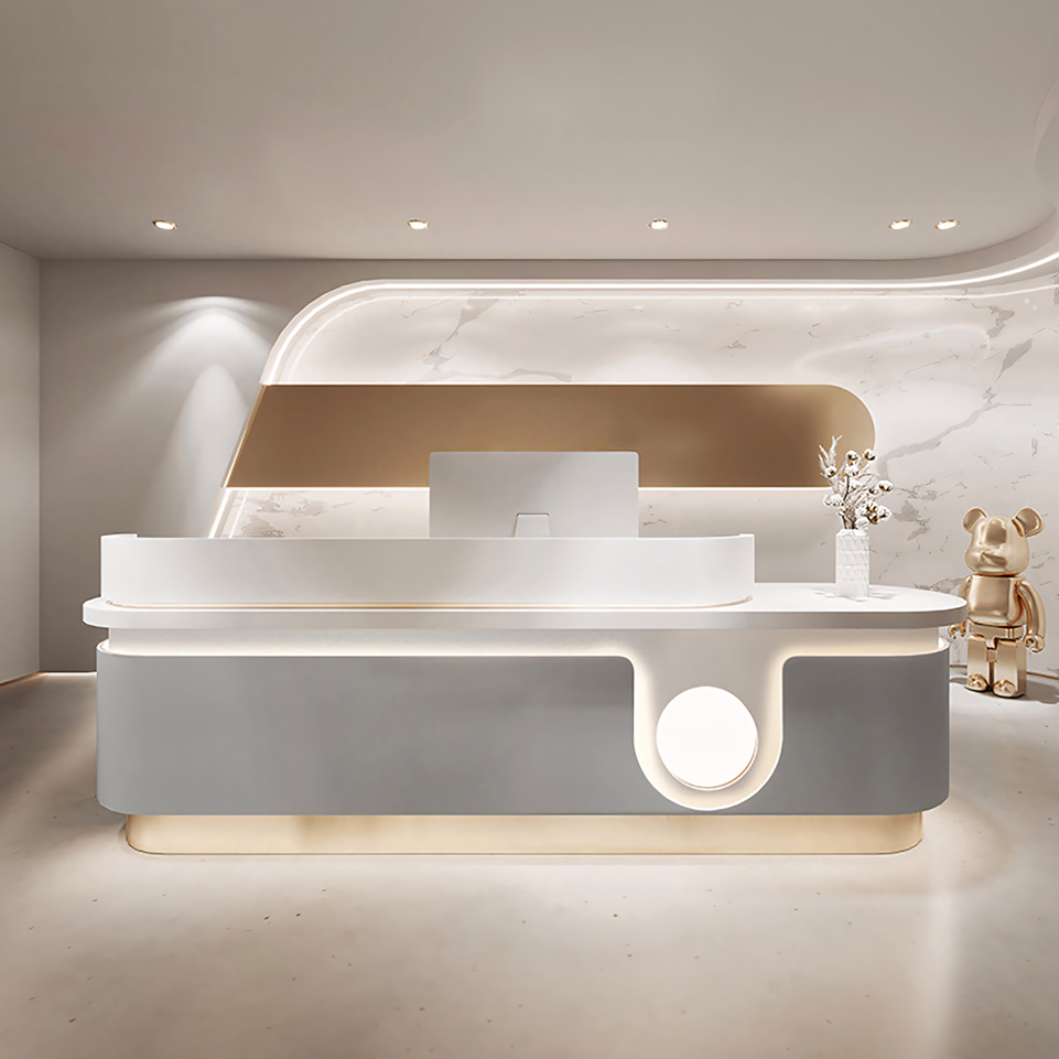 Fully Assembled Light Luxury Marble Stores Salon Reception Desk JDT-1015