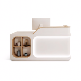 Elegant Minimalist Fully Assembled Reception Desk with LED Lights