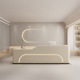 Fully Assembled Curved LED Reception Desk for Commercial Spaces