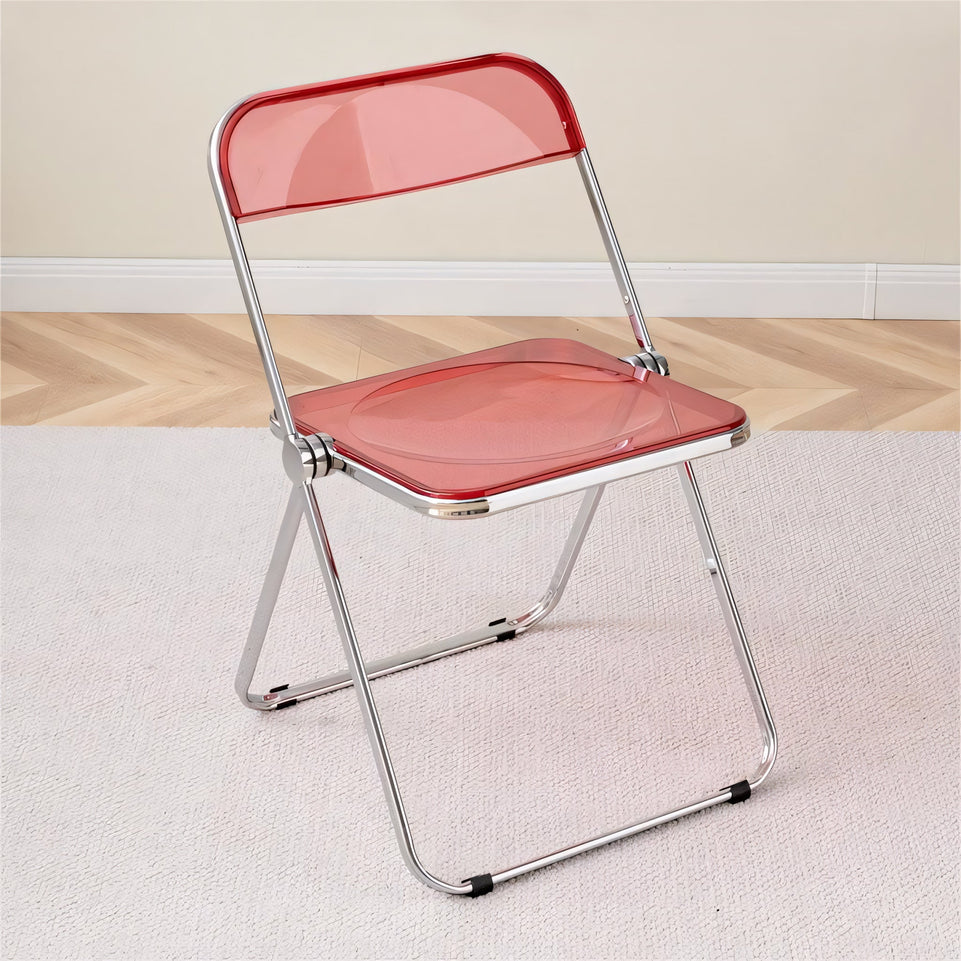 (In Stock) Metal + Acrylic Folding Chair Set with Industrial Style Stainless Steel Table and Chairs CZYZ-2010 Ideal for cafes and similar settings