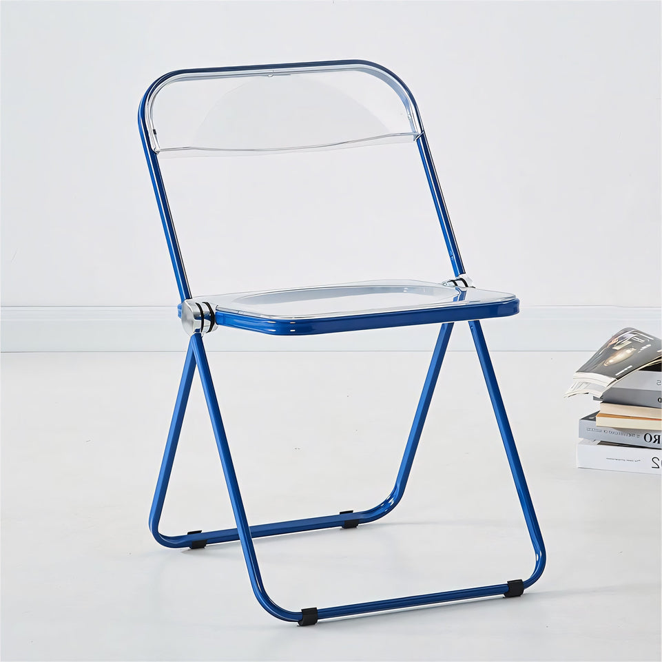 (In Stock) Metal + Acrylic Folding Chair Set with Industrial Style Stainless Steel Table and Chairs CZYZ-2010 Ideal for cafes and similar settings