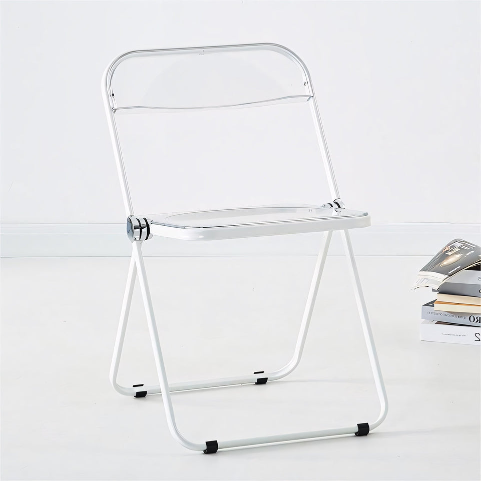 (In Stock) Metal + Acrylic Folding Chair Set with Industrial Style Stainless Steel Table and Chairs CZYZ-2010 Ideal for cafes and similar settings