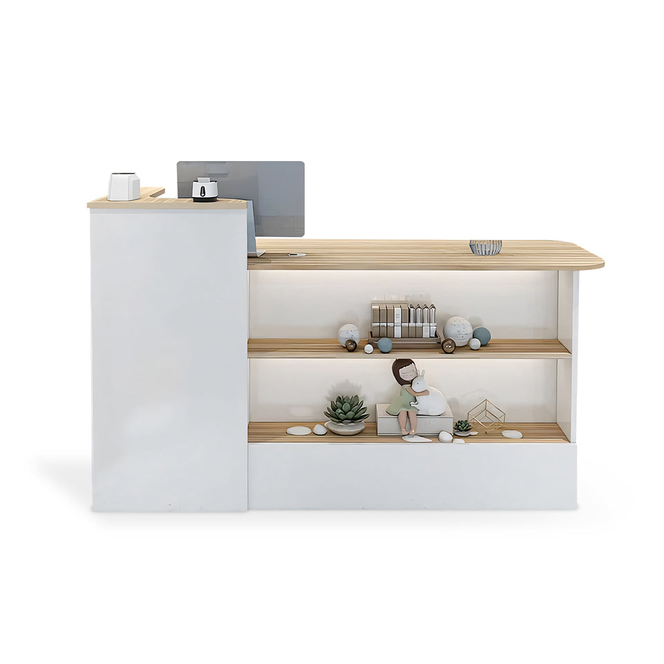 (In Stock) Customizable Logo Fashionable Minimalist Wooden Reception Desk Convenience Store Cash Register Counter JDT-104 Shipped from Australia