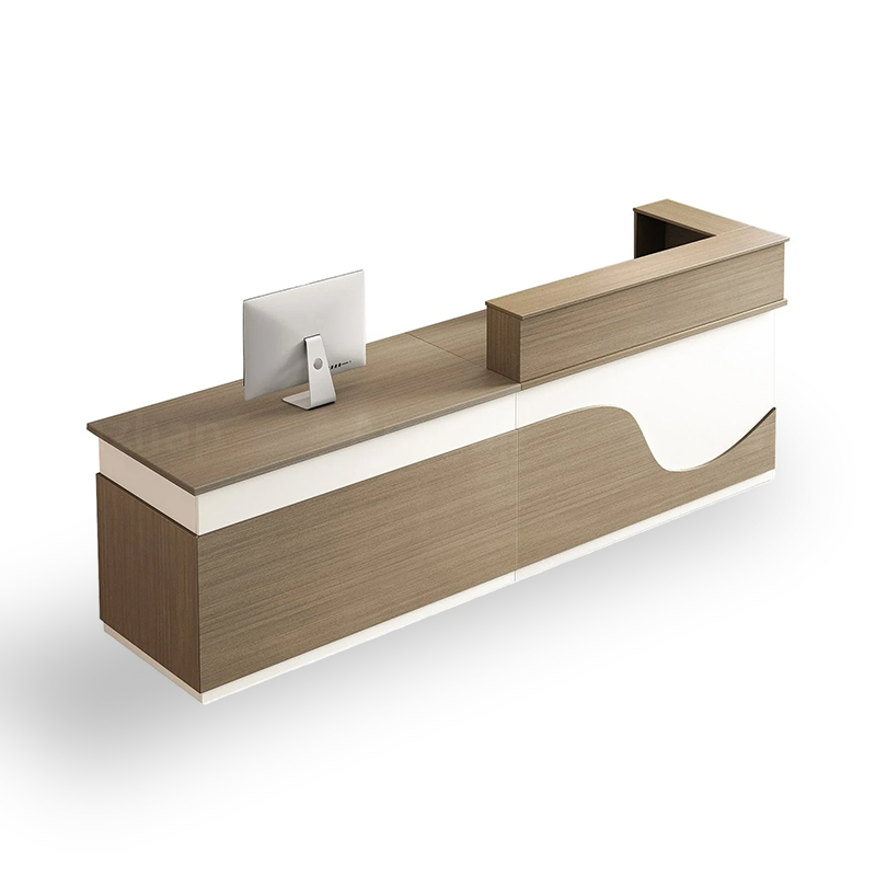 Modern Wood Grain Color Reception Desk with Drawer for Office Front Counter JDT-2192