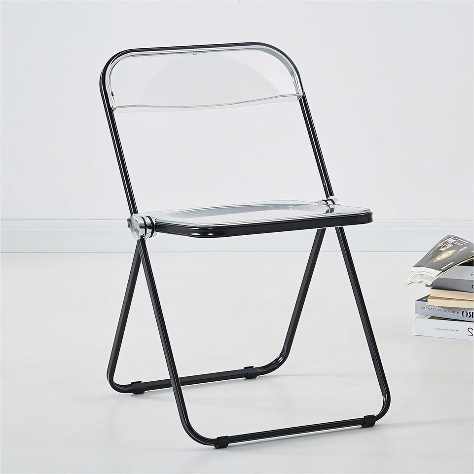 (In Stock) Metal + Acrylic Folding Chair Set with Industrial Style Stainless Steel Table and Chairs CZYZ-2010 Ideal for cafes and similar settings