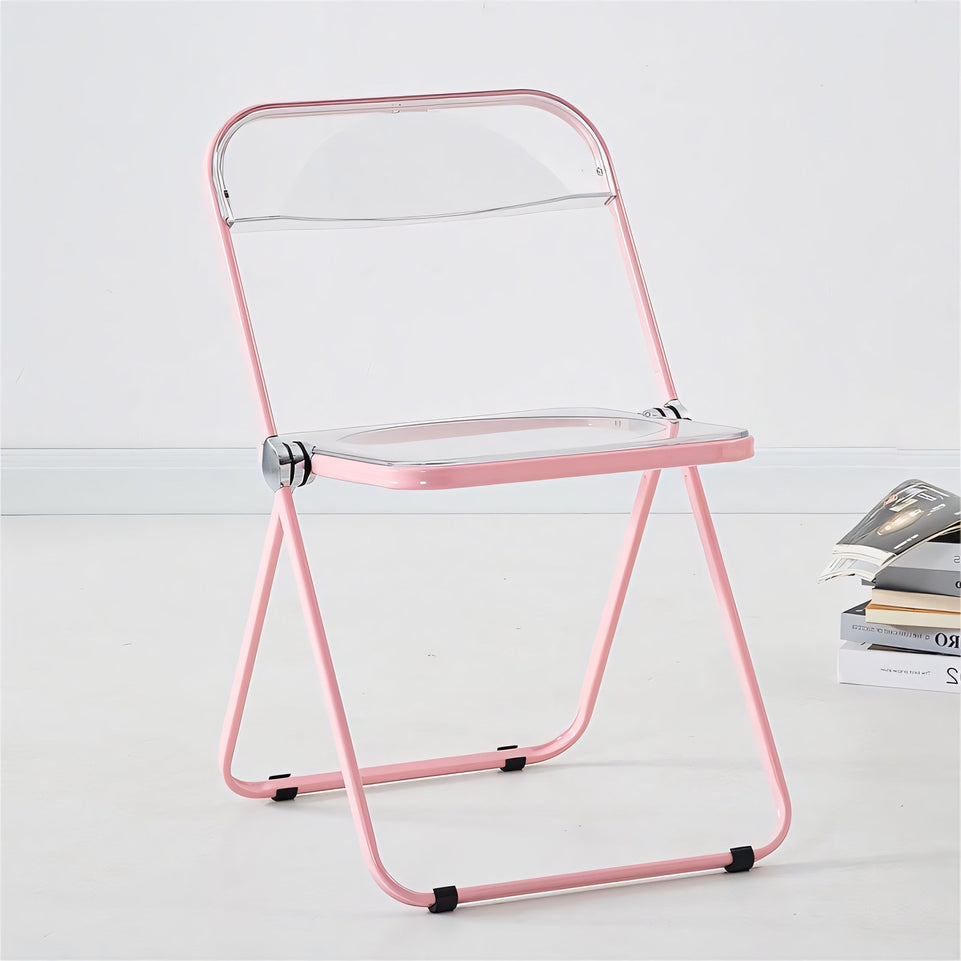 (In Stock) Metal + Acrylic Folding Chair Set with Industrial Style Stainless Steel Table and Chairs CZYZ-2010 Ideal for cafes and similar settings